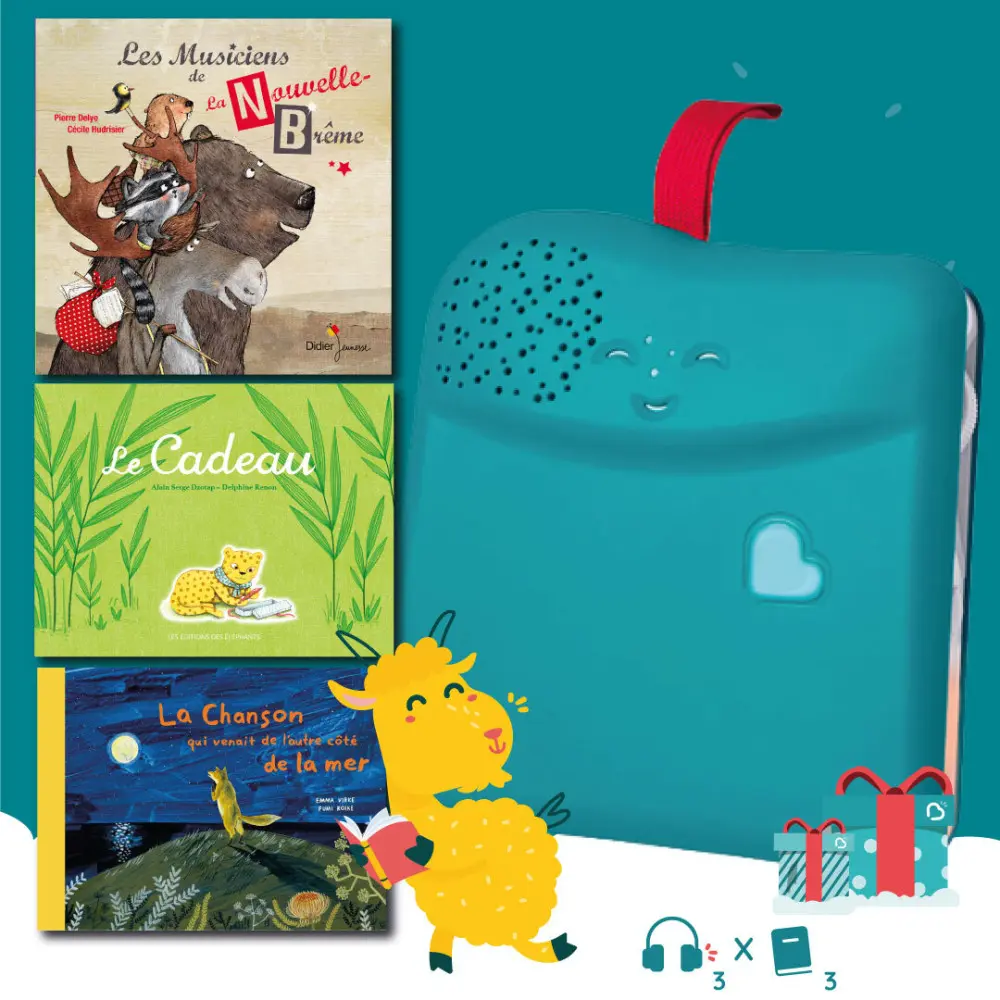 Coffret de lecture Bookinou avec 3 albums jeunesse papiers